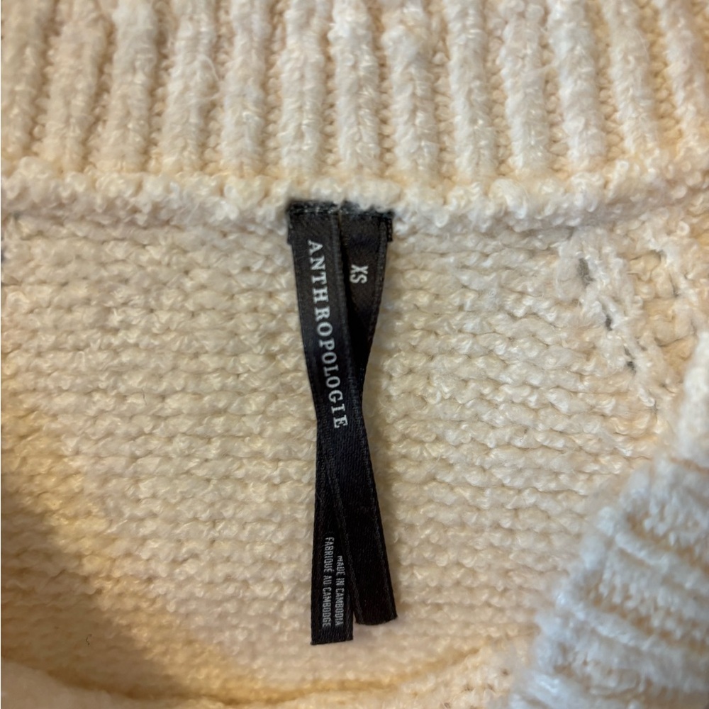 Anthropologie Pointelle Short-sleeve Ivory Knit Sweater NWT - Picture 2 of 9